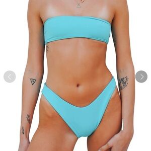 SVM SWIM Aqua Blue SwimSuit Top M Bottom XS